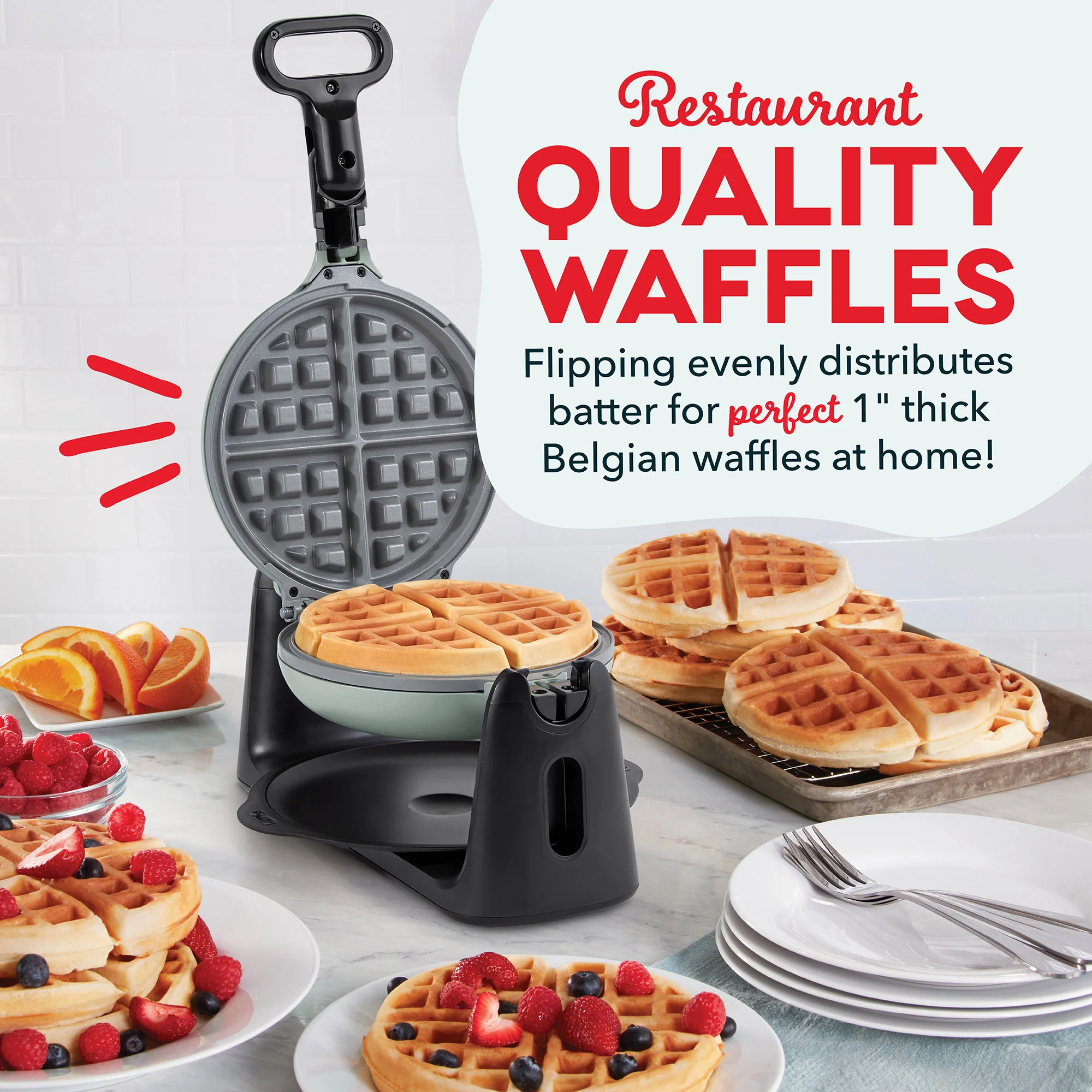 Ceramic Nonstick Flip Belgian Waffle Maker - Image 12