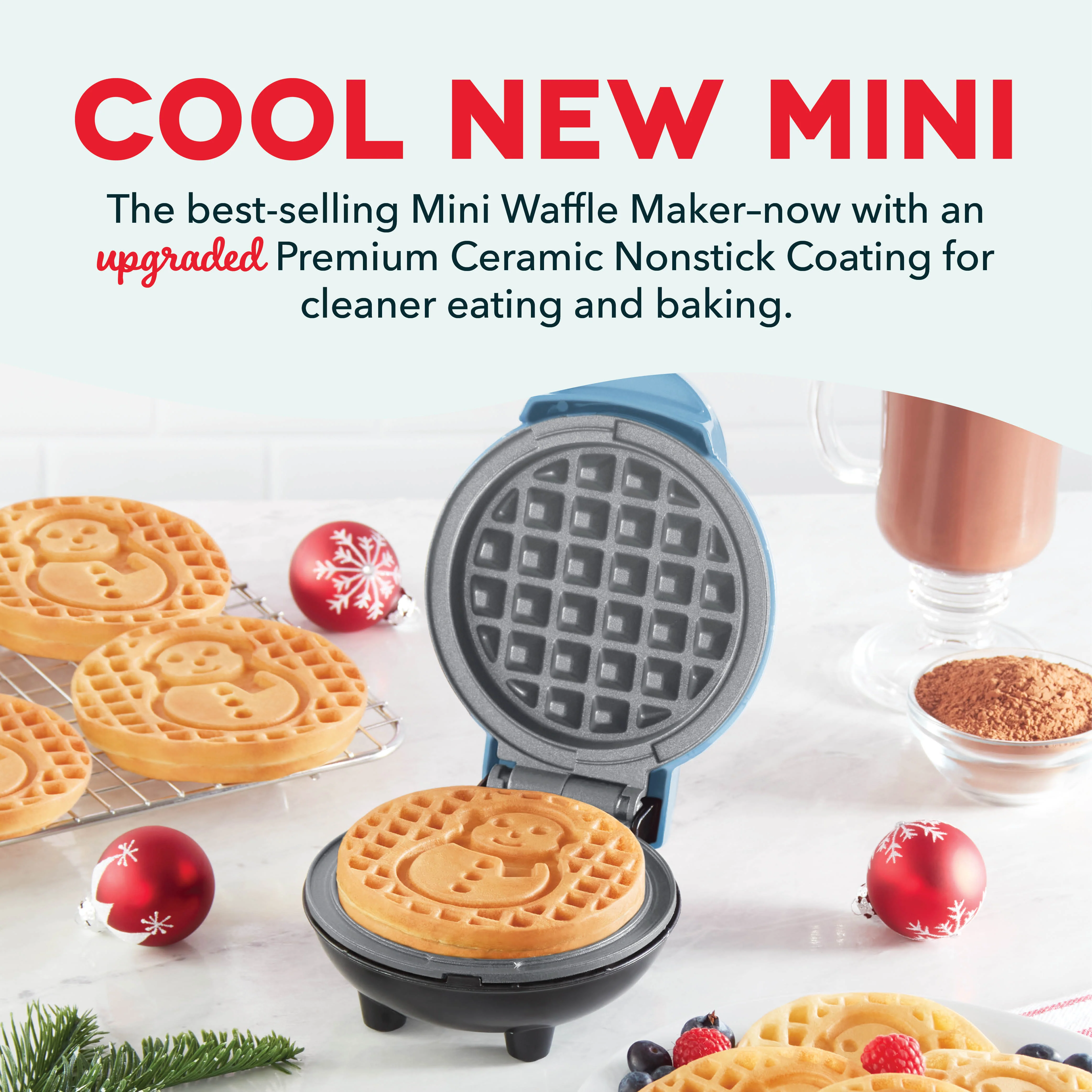 Ceramic Nonstick Snowman Mini Waffle Maker - Image 2
