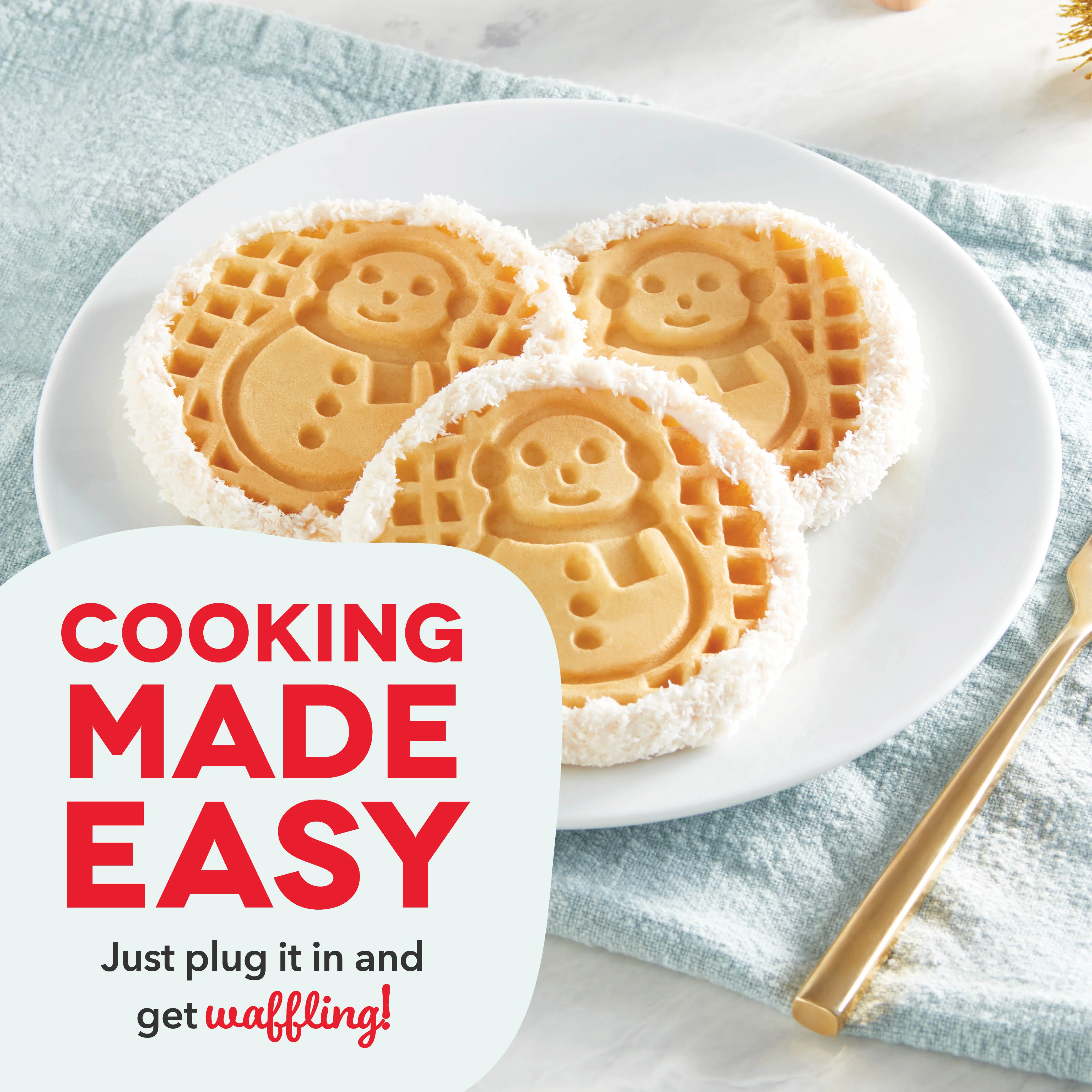 Ceramic Nonstick Snowman Mini Waffle Maker - Image 5