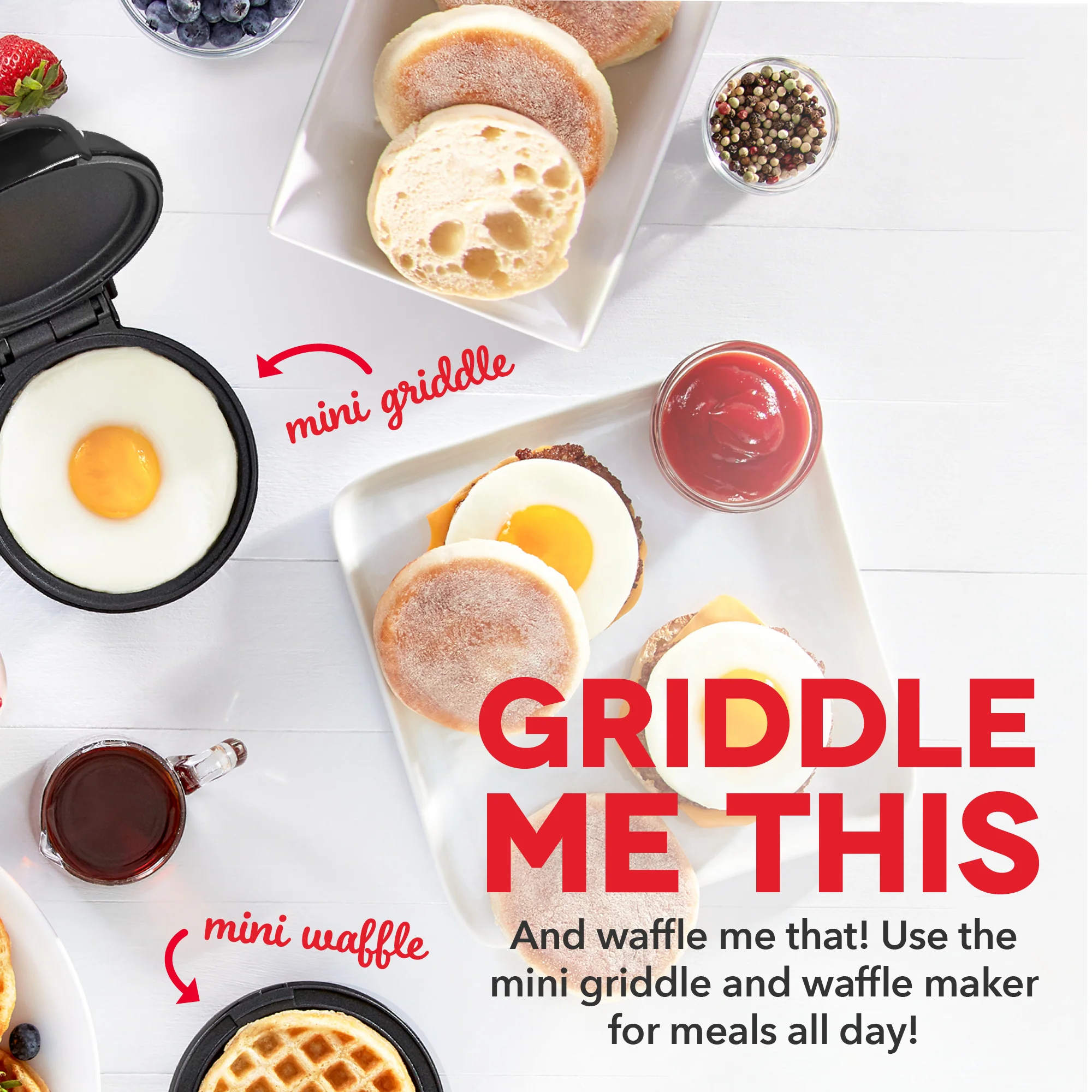 Mini Maker Waffle and Griddle 2-Pack - Image 3