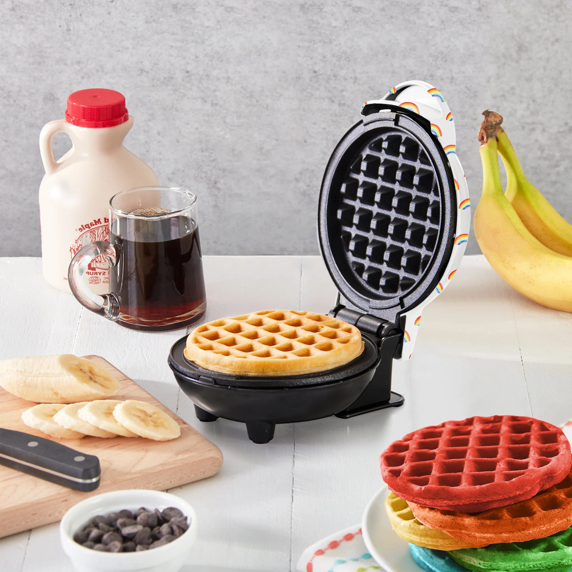 Mini Waffle Maker with Rainbow Print - Image 3