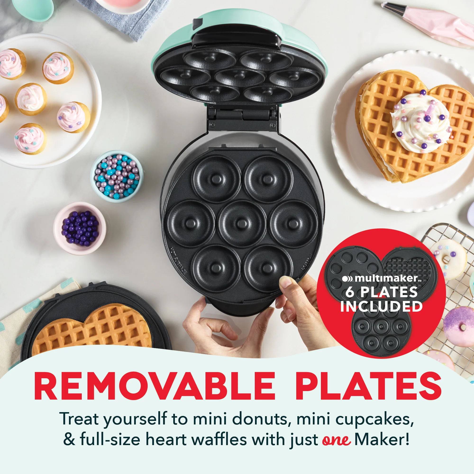 MultiMaker® Treat Maker System: Mini Donut, Mini Cupcake, Heart Waffle - Image 2