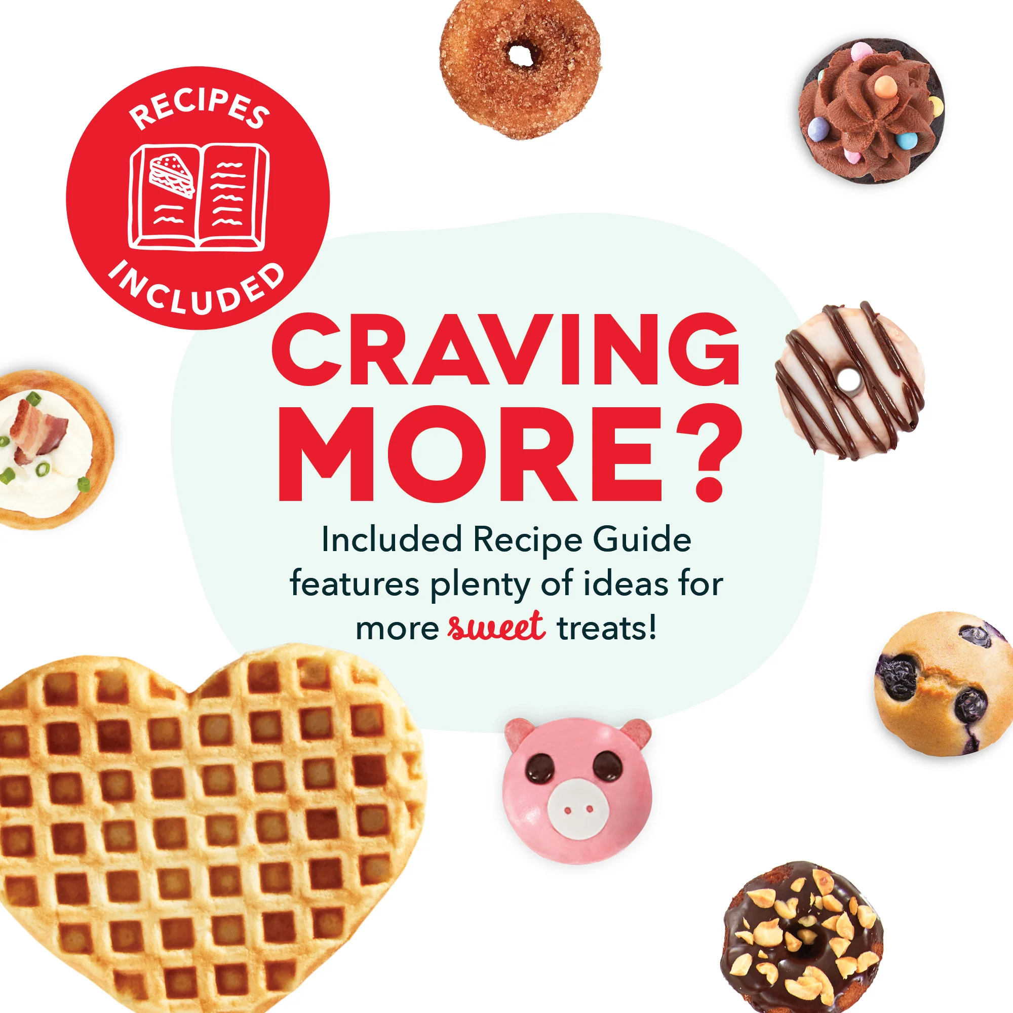 MultiMaker® Treat Maker System: Mini Donut, Mini Cupcake, Heart Waffle - Image 6