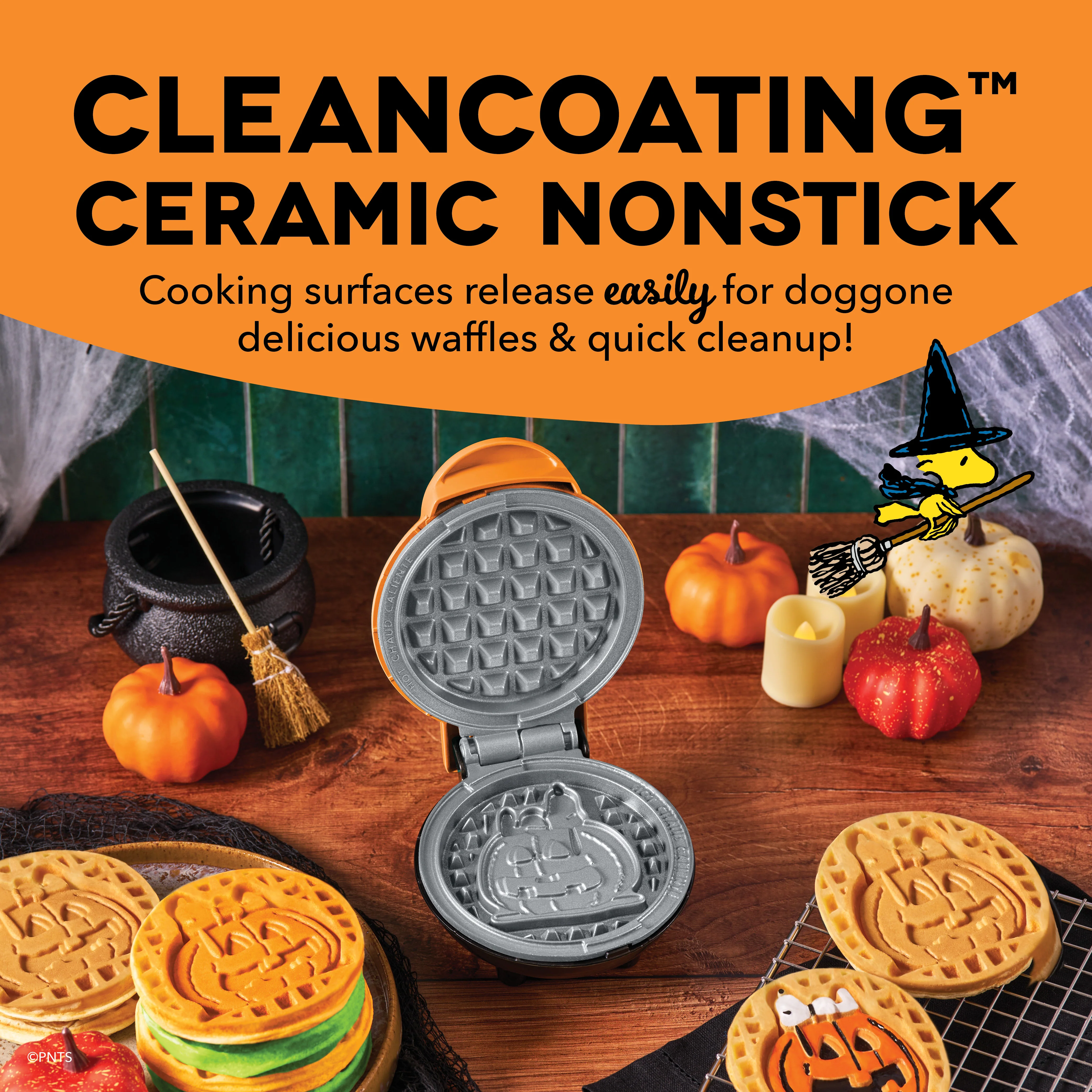 Peanuts® x Dash Snoopy Jack-o-Lantern Mini Waffle Maker - Image 4