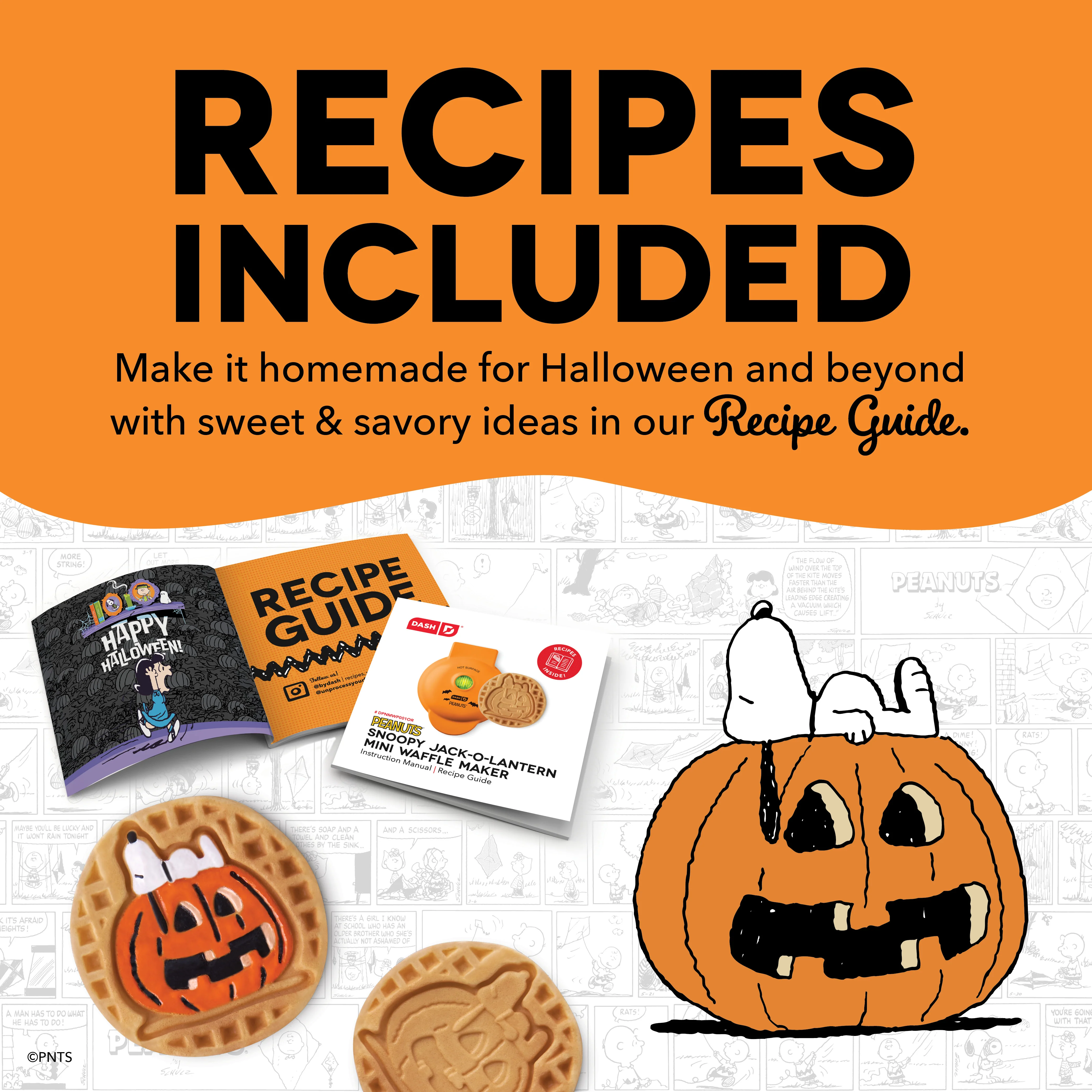 Peanuts® x Dash Snoopy Jack-o-Lantern Mini Waffle Maker - Image 6