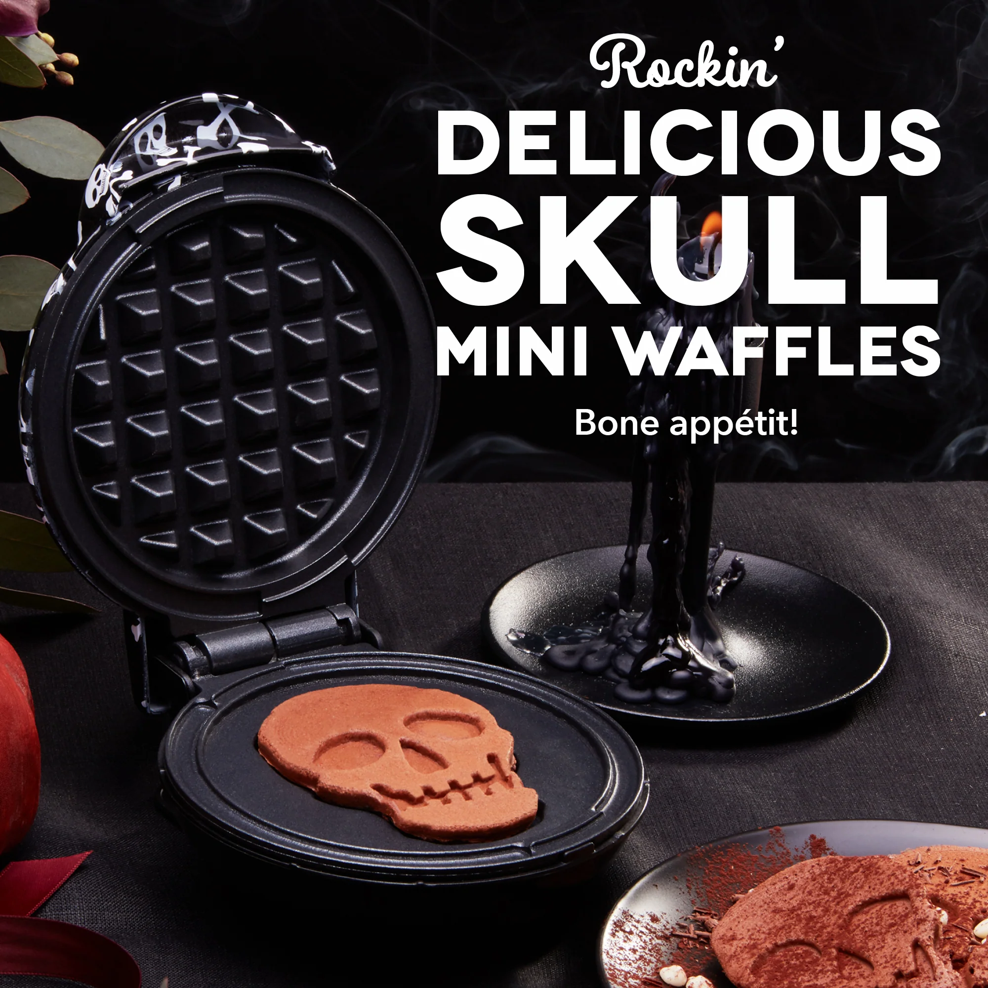 Skull Mini Waffle Maker with Skull Print - Image 2