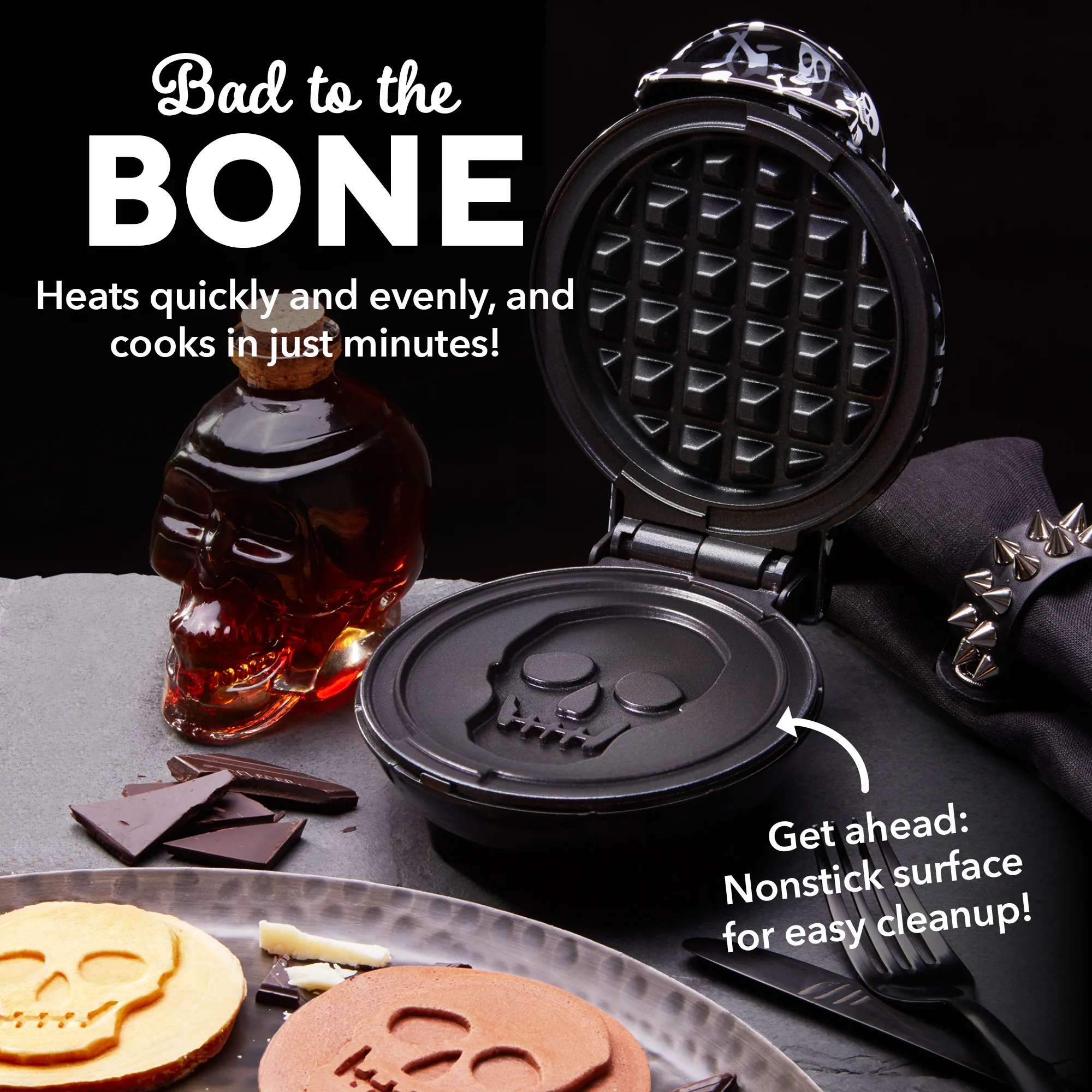 Skull Mini Waffle Maker with Skull Print - Image 3