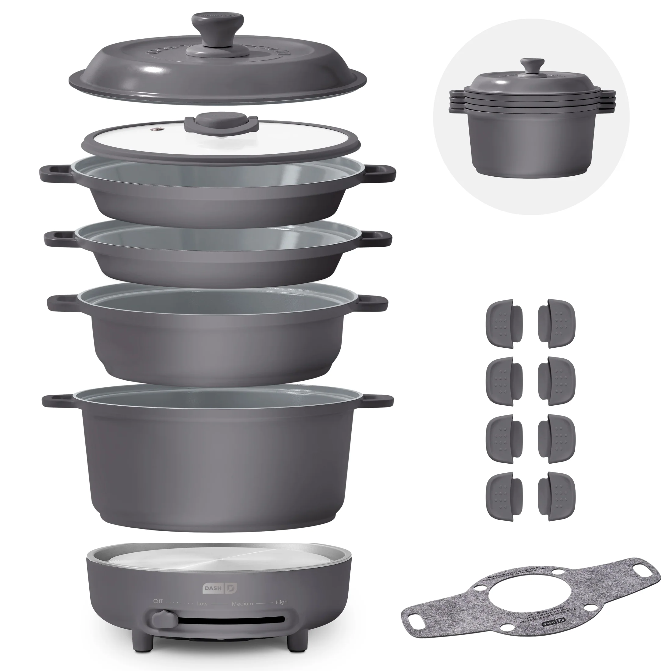 Stacks Ceramic Cookware Set with Electric Burner - Image 15