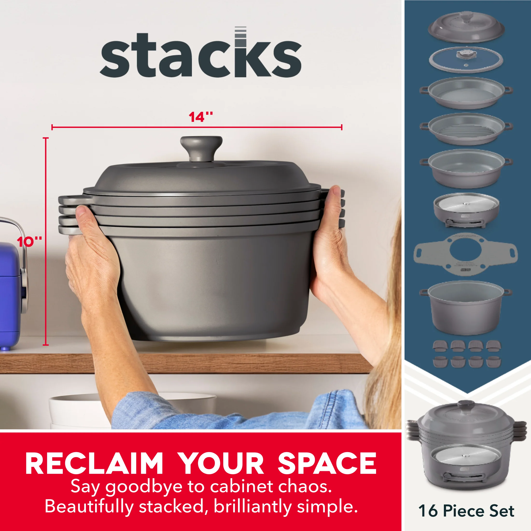 Stacks Ceramic Cookware Set with Electric Burner - Image 16