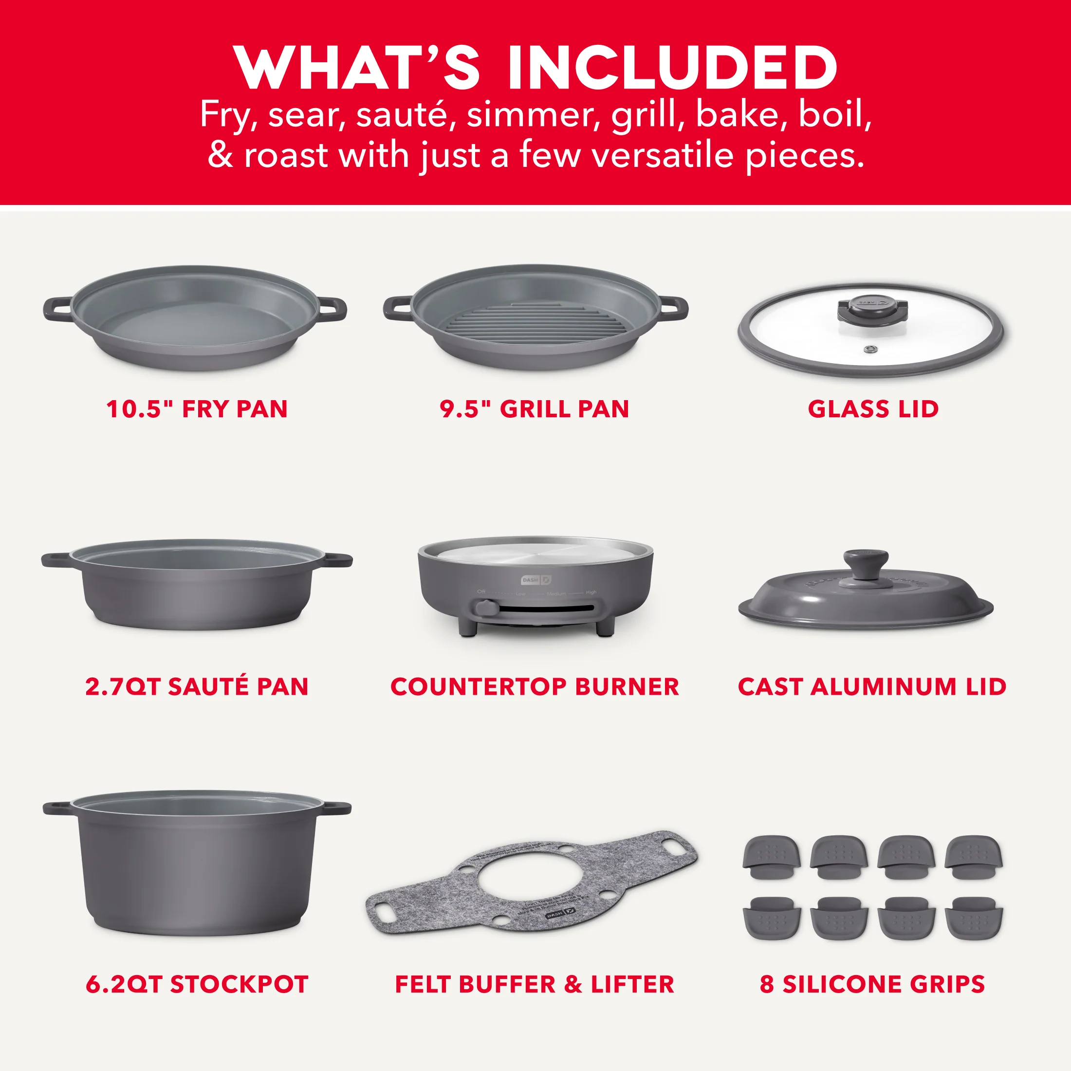 Stacks Ceramic Cookware Set with Electric Burner - Image 22