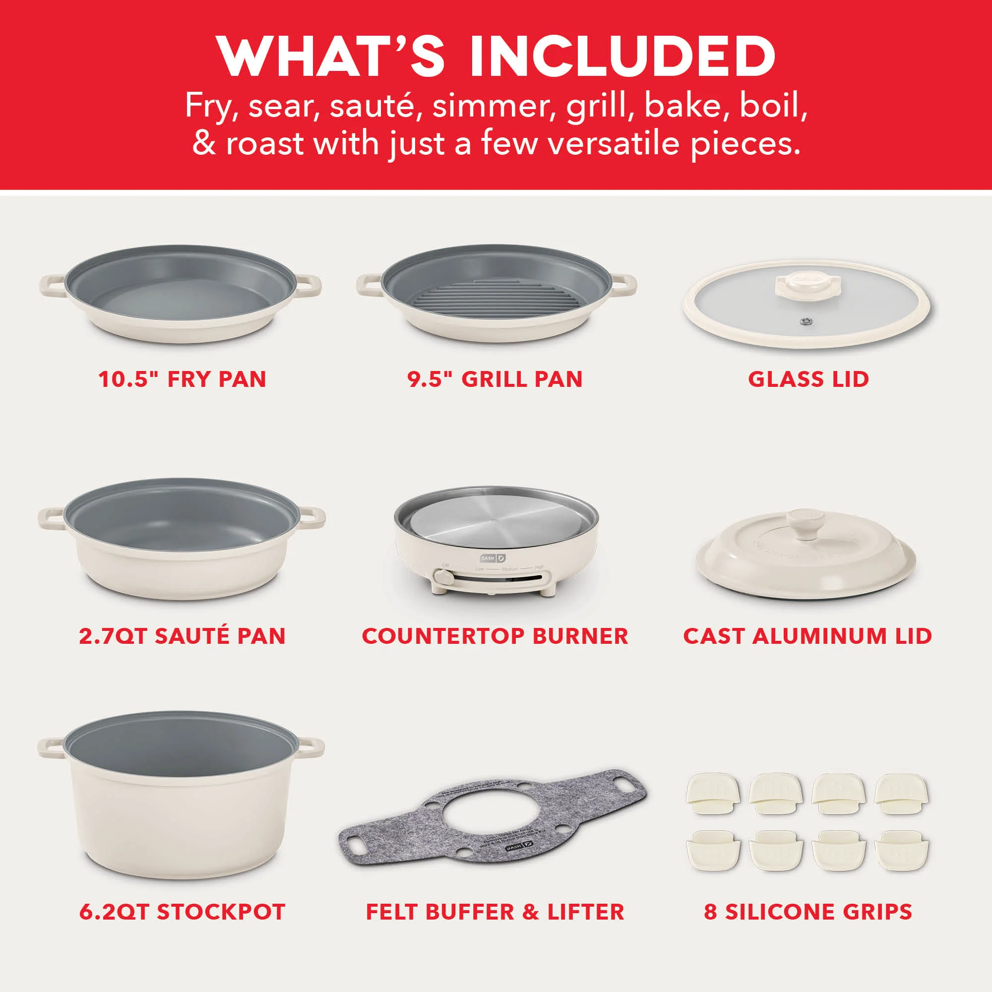 Stacks Ceramic Cookware Set with Electric Burner - Image 8