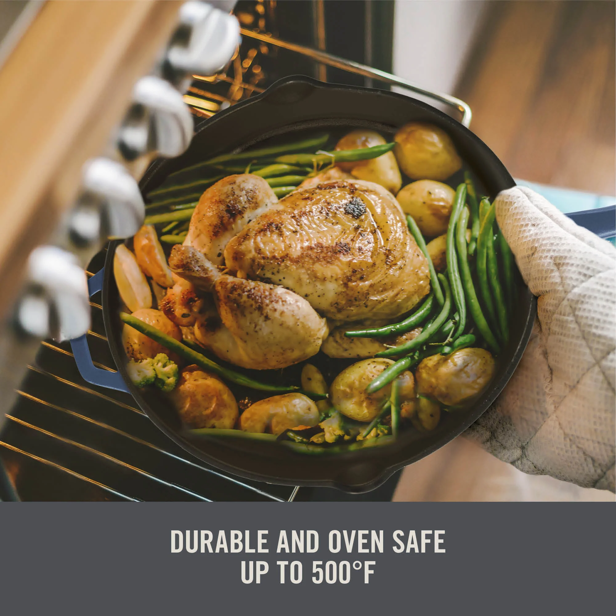4.5 Qt. Nonstick Cast Iron Deep Skillet with Lid - Image 12