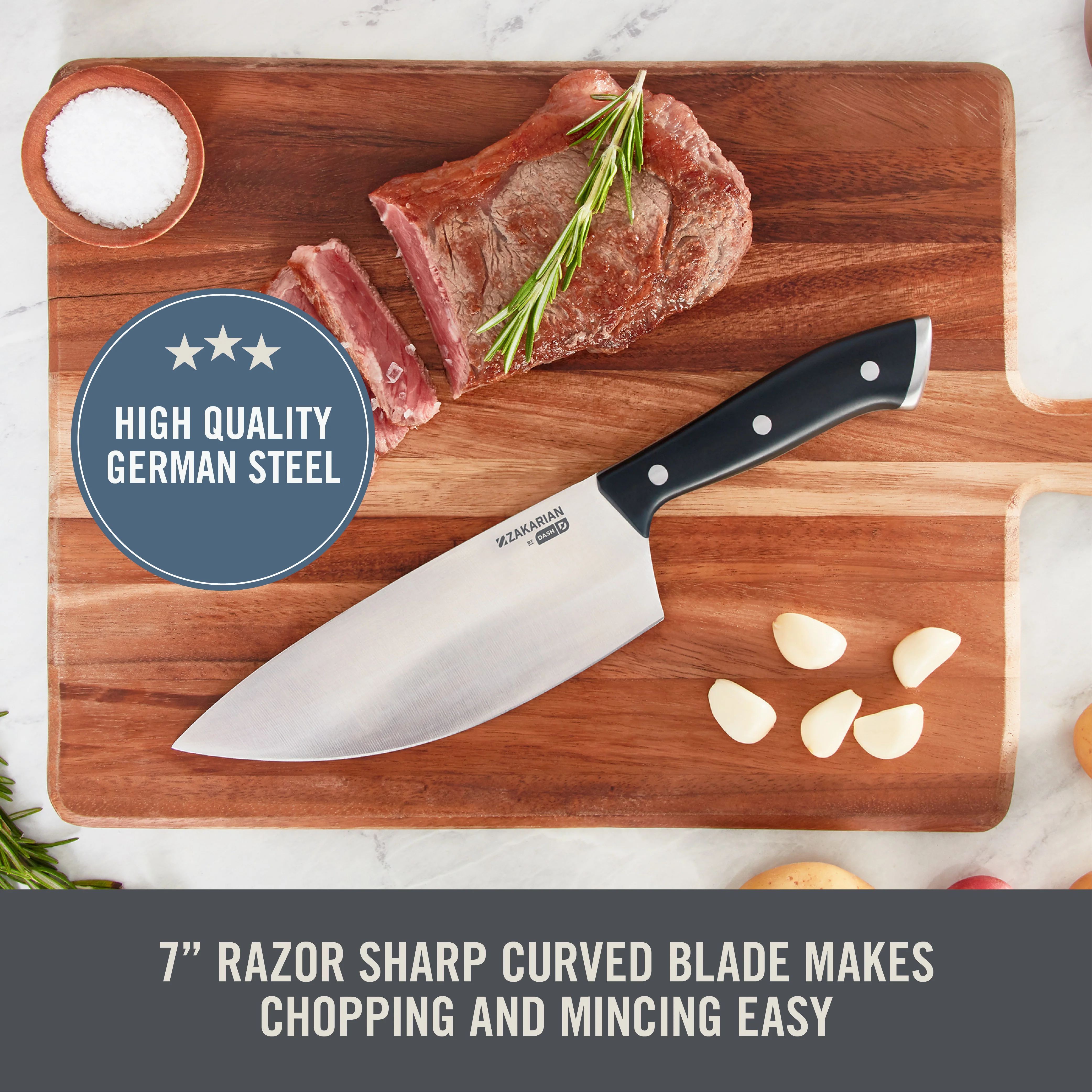 7" Rocking Chef Knife with Sheath - Image 3